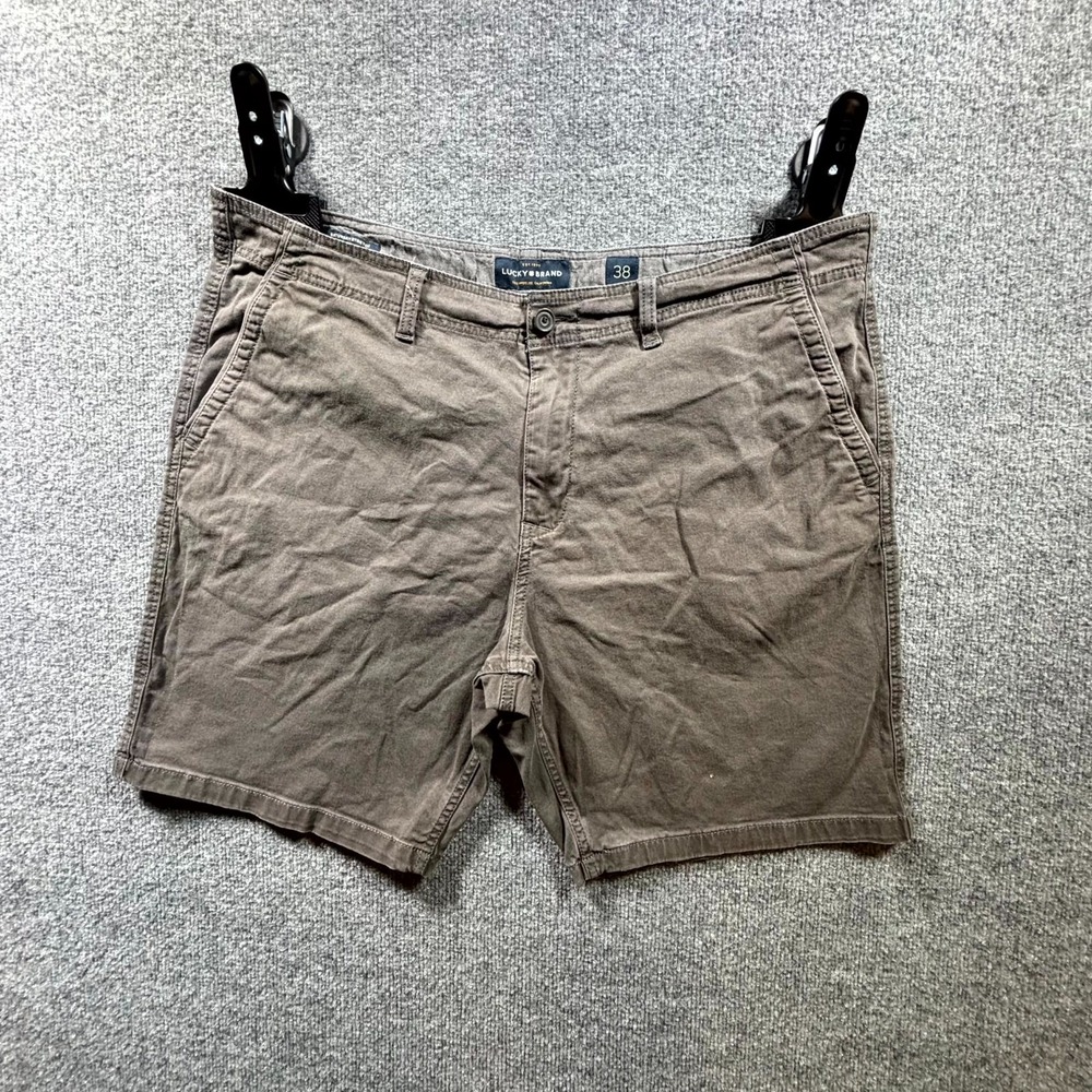 Lucky Brand Chino Shorts Mens 38 Brown Flat Front Saturday Stretch Casual Summer